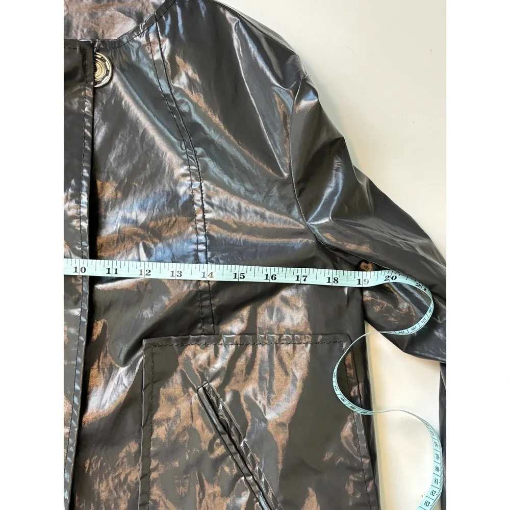 Zara Woman Limited Edition Metallic Coated Cotton Jacket Grey Small Collarless‎